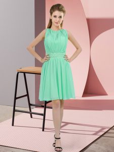 Comfortable Chiffon Scoop Sleeveless Zipper Sequins Wedding Party Dress in Apple Green