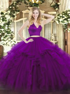 Sleeveless Zipper Floor Length Ruffles Sweet 16 Dresses