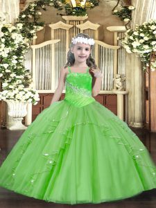 Beauteous Lace Up Straps Beading and Ruffles and Sequins Little Girls Pageant Dress Wholesale Tulle Sleeveless