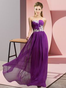 Admirable Sleeveless Lace Up Floor Length Appliques Prom Party Dress
