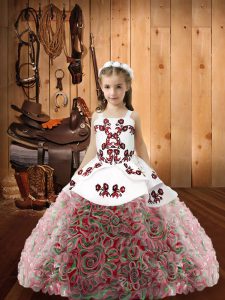 Multi-color Straps Neckline Embroidery Little Girls Pageant Dress Wholesale Sleeveless Zipper