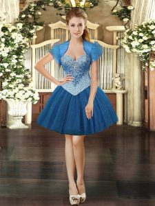 Royal Blue Sleeveless Tulle Lace Up Prom Party Dress for Prom and Party