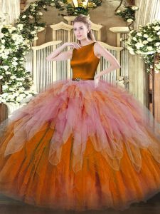 Cheap Multi-color Scoop Neckline Ruffles Sweet 16 Dresses Sleeveless Clasp Handle