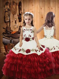 Organza Sleeveless Floor Length Pageant Gowns For Girls and Ruffled Layers