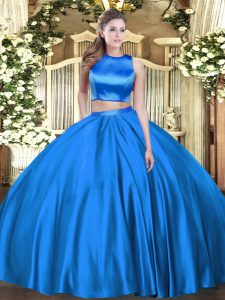 Edgy Ruching Ball Gown Prom Dress Blue Criss Cross Sleeveless Floor Length