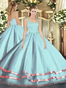 Enchanting Light Blue Sleeveless Tulle Zipper Quinceanera Gown for Military Ball and Sweet 16 and Quinceanera