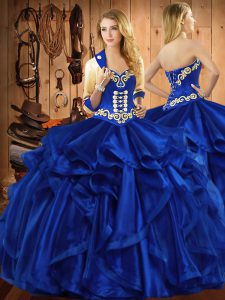 Sleeveless Embroidery and Ruffles Lace Up Quinceanera Dress