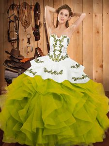Vintage Sleeveless Lace Up Floor Length Embroidery and Ruffles Quinceanera Dresses