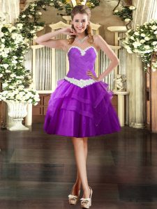 Suitable Sleeveless Appliques and Ruffled Layers Lace Up Prom Dresses