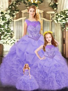 Lavender Sleeveless Ruffles Floor Length Sweet 16 Quinceanera Dress