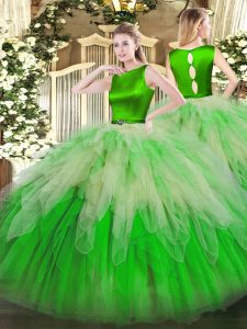 Affordable Multi-color Sleeveless Organza Clasp Handle Quinceanera Dress for Military Ball and Sweet 16 and Quinceanera