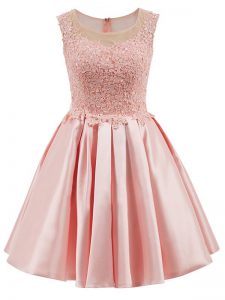 Simple Mini Length Zipper Court Dresses for Sweet 16 Baby Pink for Prom and Party with Lace