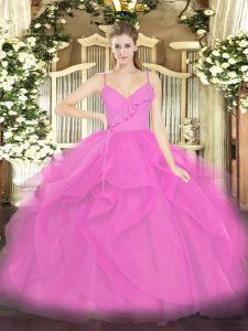 Top Selling Lilac Zipper Quinceanera Dresses Ruffles Sleeveless Floor Length