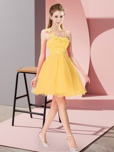 Organza Sleeveless Mini Length Prom Dresses and Beading and Hand Made Flower