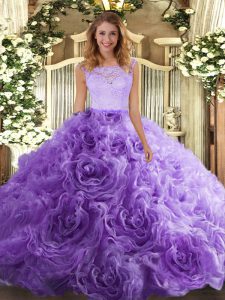Glorious Floor Length Lavender Quinceanera Gowns Scoop Sleeveless Zipper