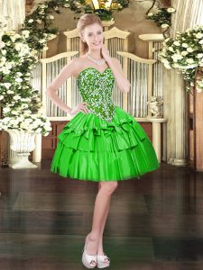 Mini Length Ball Gowns Sleeveless Green Dress for Prom Lace Up