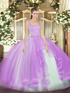 High Quality Lavender Ball Gowns Beading Ball Gown Prom Dress Zipper Tulle Sleeveless Floor Length