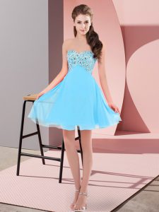 Gorgeous Aqua Blue Prom Dresses Prom and Party with Beading Sweetheart Sleeveless Lace Up