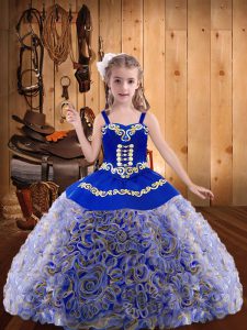 Most Popular Multi-color Ball Gowns Embroidery and Ruffles Custom Made Pageant Dress Lace Up Fabric With Rolling Flowers