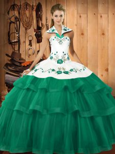 Ball Gowns Sleeveless Turquoise Quinceanera Dress Sweep Train Lace Up