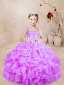 Sleeveless Beading Lace Up Little Girls Pageant Gowns