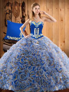 Multi-color Sleeveless With Train Embroidery Lace Up Quinceanera Dresses
