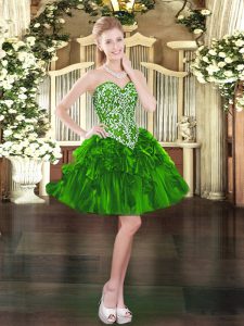 Ball Gowns Prom Party Dress Green Sweetheart Organza Sleeveless Mini Length Lace Up