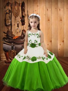 Ball Gowns Pageant Dress for Womens Straps Organza Sleeveless Floor Length Lace Up