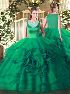 Fantastic Turquoise Sleeveless Organza Side Zipper Quinceanera Dresses for Sweet 16 and Quinceanera
