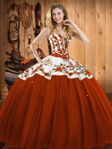 Discount Satin and Tulle Sleeveless Floor Length Sweet 16 Dress and Embroidery