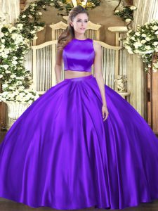 Shining Ruching 15th Birthday Dress Eggplant Purple Criss Cross Sleeveless Floor Length