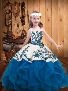 Sleeveless Embroidery and Ruffles Lace Up Glitz Pageant Dress