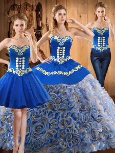 Chic With Train Multi-color Quince Ball Gowns Sweetheart Sleeveless Sweep Train Lace Up