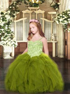 Sleeveless Appliques and Ruffles Lace Up Pageant Dress Womens
