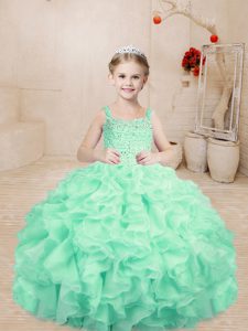 Eye-catching Sleeveless Beading and Ruffles Lace Up Little Girls Pageant Gowns