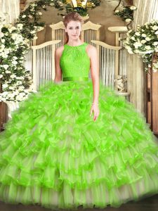 Fantastic Sleeveless Ruffled Layers Floor Length Quinceanera Gown