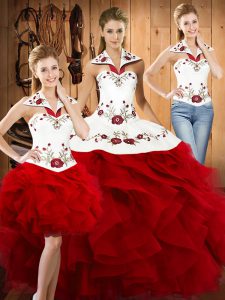 Best Selling Floor Length Lace Up Sweet 16 Quinceanera Dress Wine Red for Military Ball and Sweet 16 and Quinceanera wit