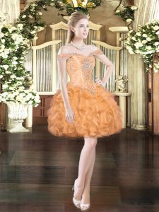 Graceful Mini Length Ball Gowns Sleeveless Orange Red Prom Party Dress Lace Up