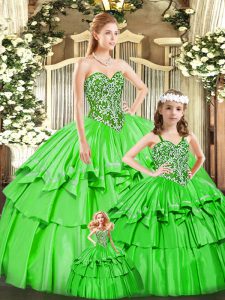 Floor Length Ball Gowns Sleeveless Green Ball Gown Prom Dress Lace Up