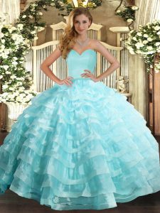 Romantic Sweetheart Sleeveless Organza 15 Quinceanera Dress Ruffled Layers Lace Up