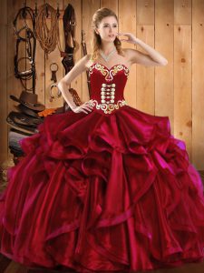 Discount Sleeveless Embroidery and Ruffles Lace Up Vestidos de Quinceanera