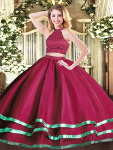 Enchanting Fuchsia 15th Birthday Dress Military Ball and Sweet 16 and Quinceanera with Beading High-neck Sleeveless Back