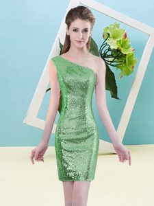 Sleeveless Mini Length Sequins Zipper Dress for Prom with Green