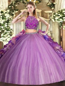 Beading and Ruffles Quince Ball Gowns Multi-color Zipper Sleeveless Floor Length