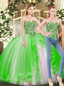 Floor Length Lace Up Vestidos de Quinceanera for Military Ball and Sweet 16 and Quinceanera with Beading