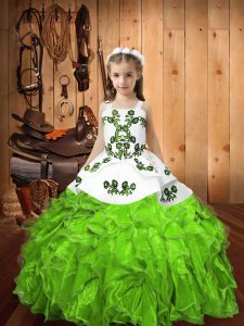 Floor Length Ball Gowns Sleeveless Girls Pageant Dresses Lace Up