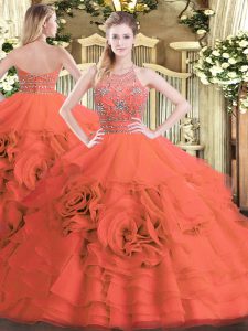 Fantastic Floor Length Ball Gowns Sleeveless Red Sweet 16 Quinceanera Dress Zipper