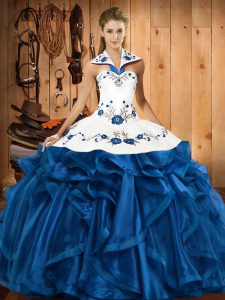 Beautiful Sleeveless Embroidery and Ruffles Lace Up Quinceanera Dresses