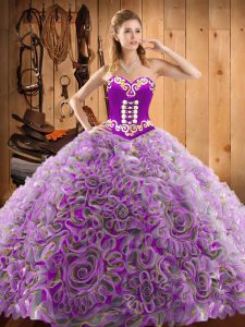 Dazzling Multi-color Ball Gown Prom Dress Military Ball and Sweet 16 and Quinceanera with Embroidery Sweetheart Sleevele