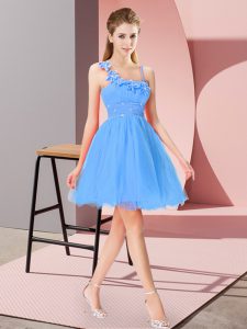 Sleeveless Zipper Mini Length Beading and Hand Made Flower Prom Dress